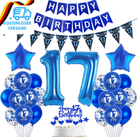 Blau Luftballon 17. Geburtstag Dekoration Blau Tortendeko 17. Geburtstag Junge G