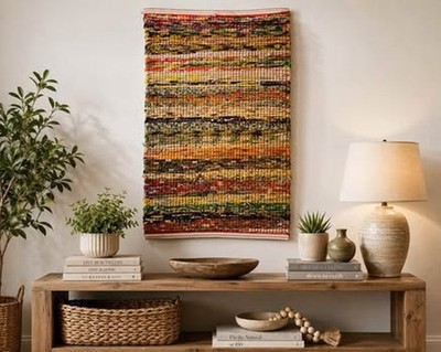 Artisan Handcrafted Recycled Wrapper Wall Art - 40'' x 24'' Woven Tapestry