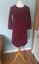 Boden Size 8 Shift Dress Brown/Red Ribbed 3/4 Sleeves Work Formal Casual