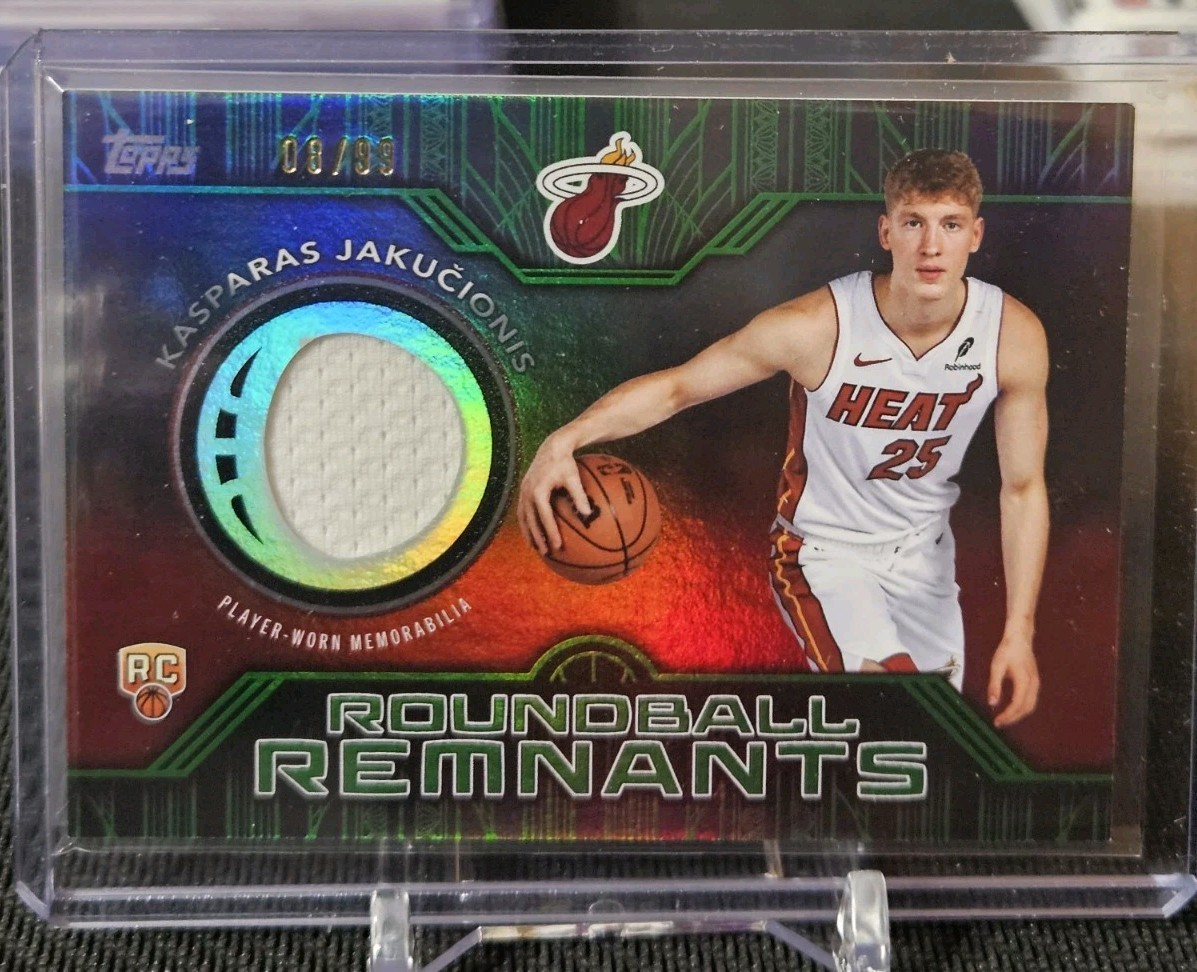 Kasparas Jakucionis 2025-26 Topps Basketball Roundball Remnants Green RC 08/99