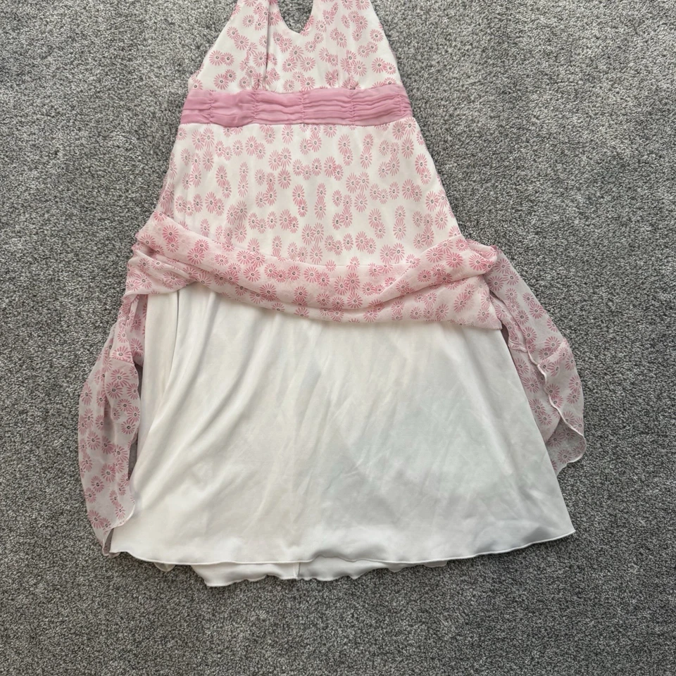 Y2K Rosa Floral Halter Solero 14 Babydoll Coqueta Fairycore Romántico De Colección Foto 4 de 4