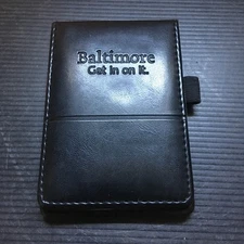 Baltimore "Get in on it" Black Faux Leather Memo Pad Cad Holder by Leed's