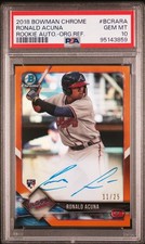 2018 Bowman Chrome Ronald Acuna Rookie Auto Orange Refractor PSA Gem Mint 10 🔥 