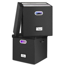 Vinyl Record Storage Box Set of 2 - for 100 Single LPs 12-Inch , Stackable ...