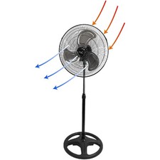 Vie Air 18 Inch Industrial Heavy Duty Pedestal Oscillating Metal Stand Fan, B...