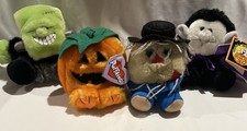 Puffkins Halloween Bean Bag Plush Gourdy Pumpkin. Patches Scarecrow NWT  2 more