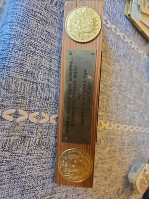 #ad Vintage US Navy Presentation Plaque: RADM Nathan Sonenshein to Mrs. Charles... $95.99