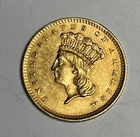 AU 1856 Indian Princess Head Gold Dollar (All Original!) $1 Type 3 Large Head