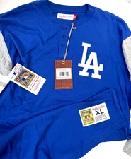 Los Angeles Dodgers MLB Mitchell & Ness Cooperstown NEW Henley/Jersey