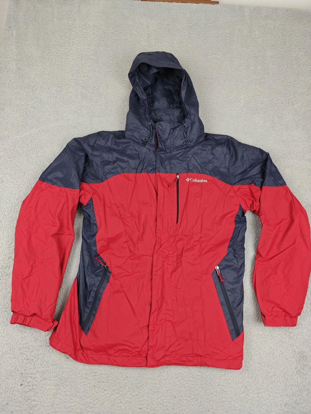 Columbia Jacket Mens Medium Red Interchange 3-in-1 Hooded Removable Liner