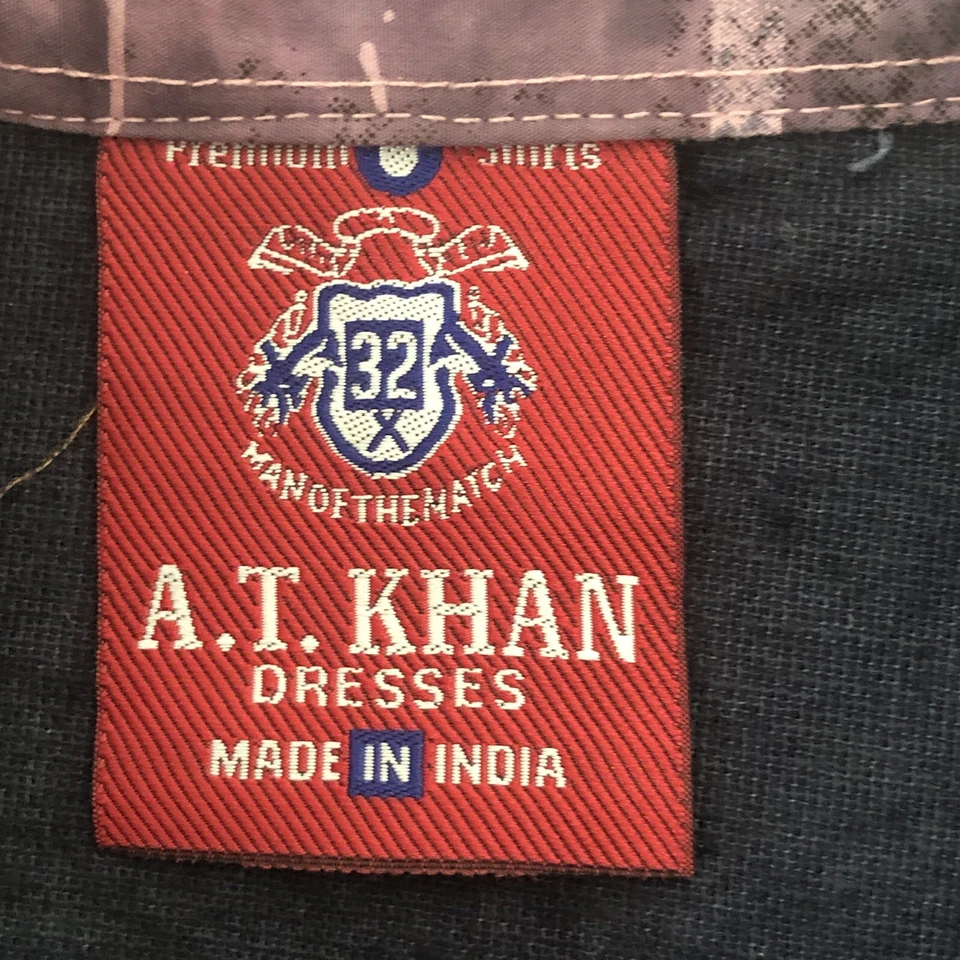 "Camisa de Vestidos A. T. Khan Niño Pecho 30"" Hecha en India Púrpura Azul Acento Terciopelo" Foto 2 de 4