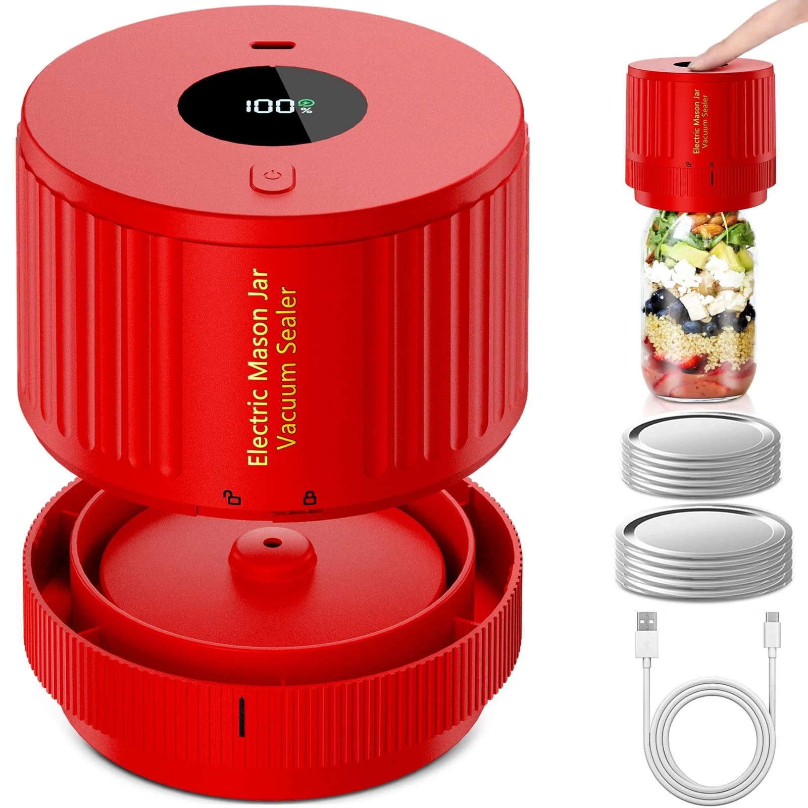 LOVE MOMENT Electric Mason Jar Vacuum Sealer Kit for Wide Mouth and Regular M...