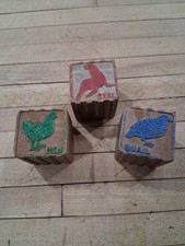 Hand Painted Wooden Alphabet  Animal Learning Blocks Trio