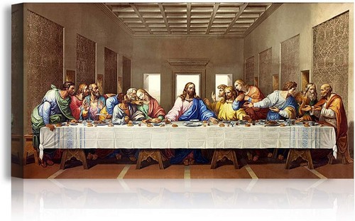 Stampa su tela 30x16 Giclée dell'Ultima Cena - Arte classica da parete per arredamento casa - Foto 3 di 9