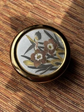 The Art of Chokin HUMMINGBIRD Japan 24K Gold Trim Porcelain Trinket Box Black