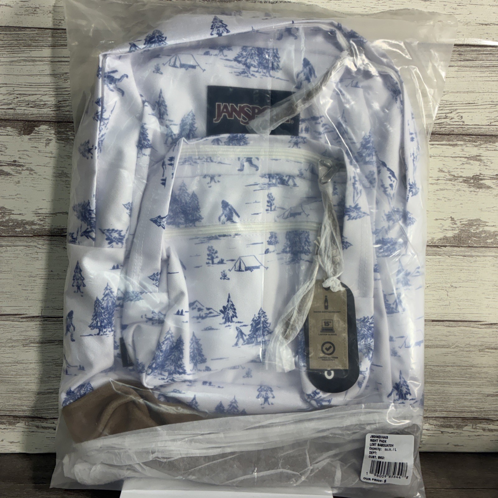 JanSport Backpack White/Blue Large 16.5&rdquo; Durable Travel Backpack FREE SHIPPING
