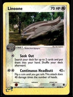 Linoone 38/109 Uncommon Ruby & Sapphire Pokemon Reverse Holo Lightly Played