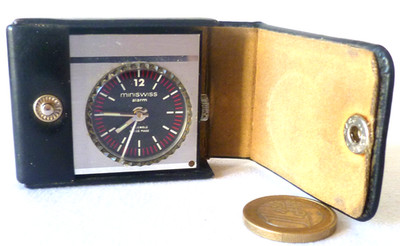 ALTER MECHANISCHER MINIATURWECKER MIT ALARM MINISWISS 1974