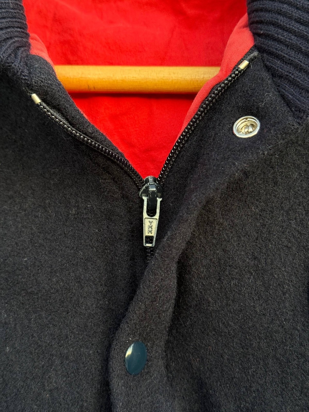 VTG Lacoste Club Wool Jacket Chemise Made in France 70s Bomber Navy Blue UNISEX image 6
