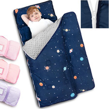 Toddler Nap Mat with Detachable Blanket and Removable Pillow, Kids Sleeping Bag