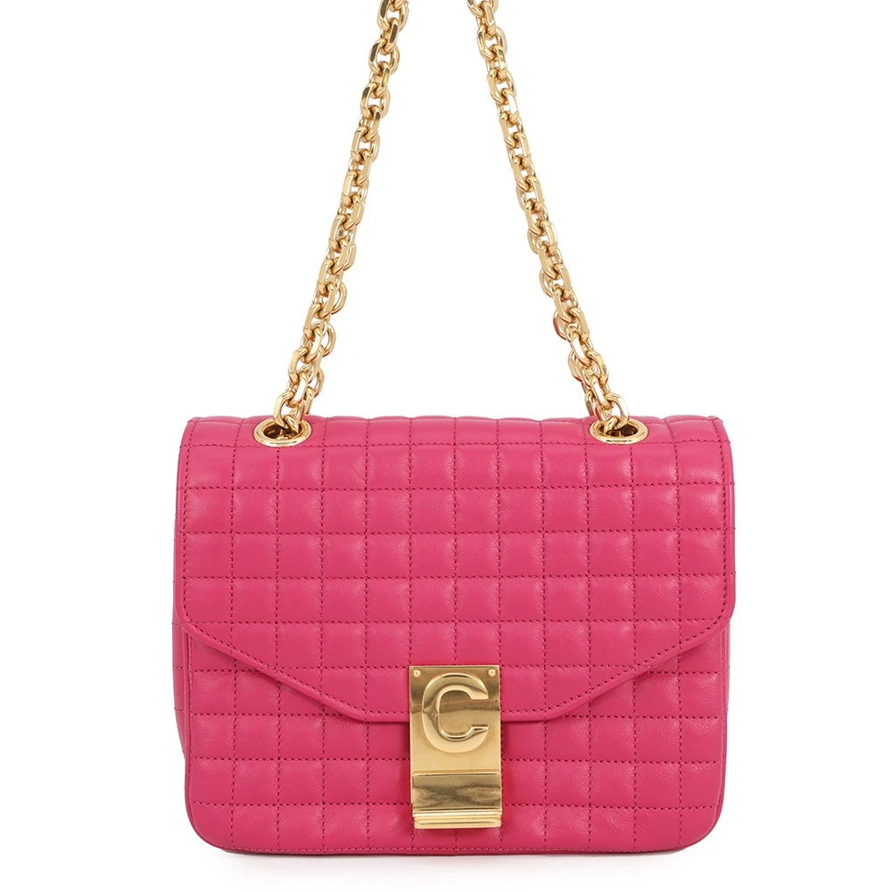 Celine — CELINE C Chain Shoulder Bag Size Small Leather Pink 188403