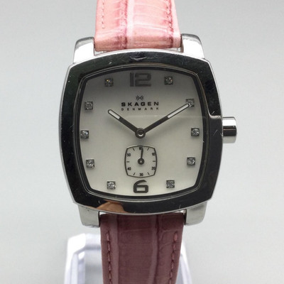 Skagen Denmark Watch Womens 30mm Silver Tone Square MOP N558SSLR8 New Battery