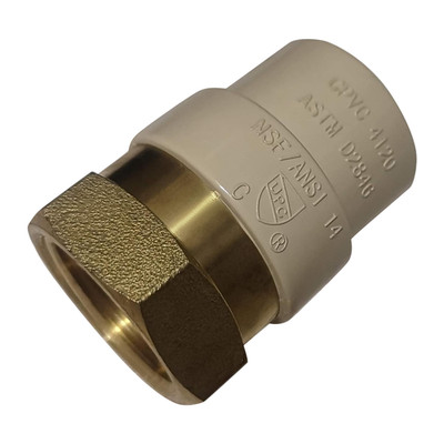 1 Pack XFITTING 3/4'' Female NPT x 3/4'' CPVC Adapter, Lead Free Brass
