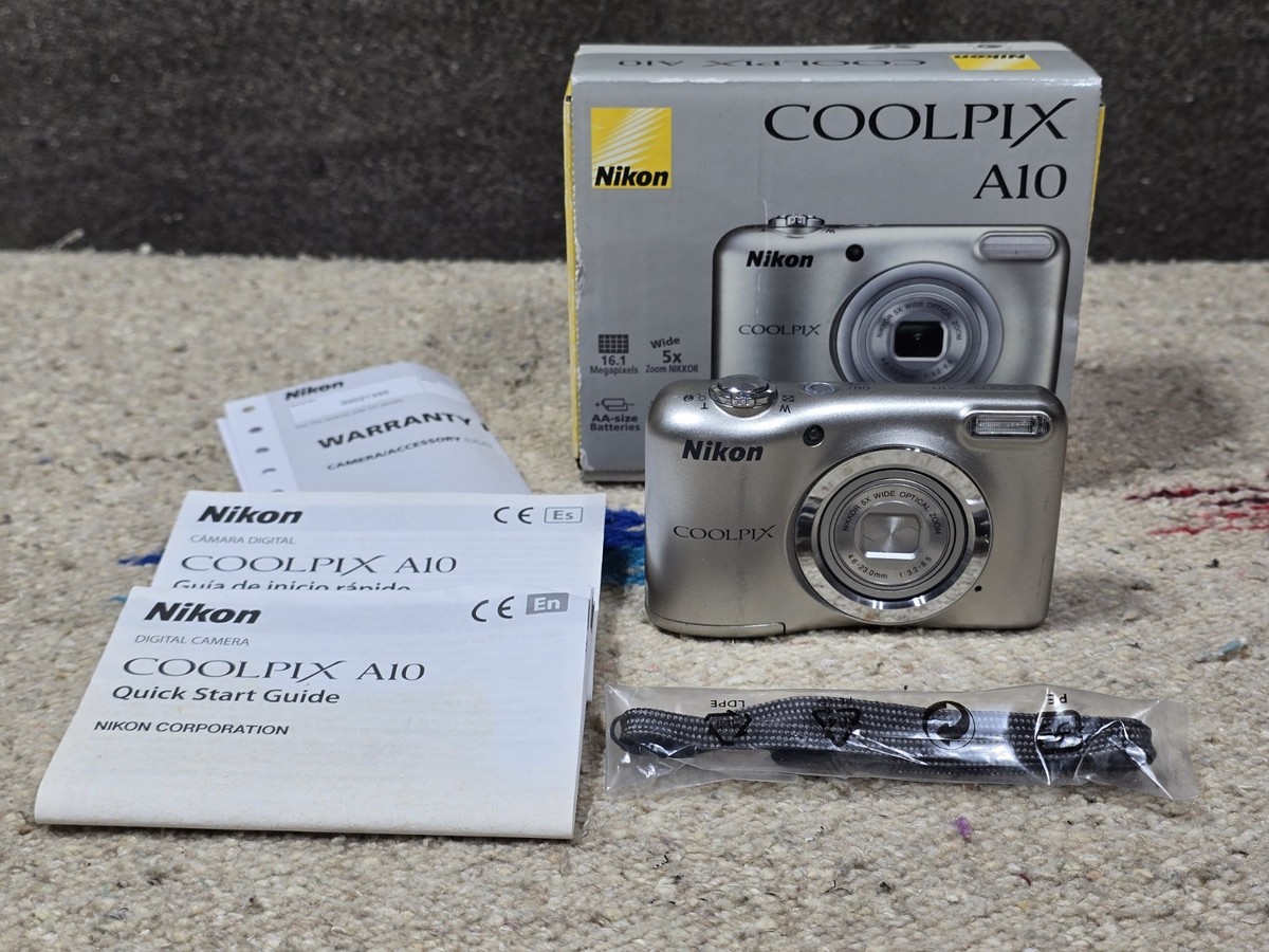Nikon Coolpix A10 16.1MP Digital Camera Silver With Box | eBay