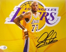 Dennis Rodman Signed METALLIC Photo 8x10  NWO Bulls Worm Autograph HOF JSA HOGAN