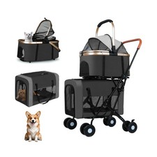 Double Pet Stroller for Dogs and Cats: Dog Stroller Foldable Travel Carriage ...