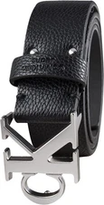 Calvin Klein Men's 35mm Leather CK Logo Buckle Belt