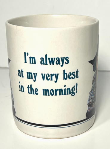 Vintage 1980 Leanin’ Tree 12oz coffee Mug Cup Mike Scovel at my best in morning - Afbeelding 7 van 12
