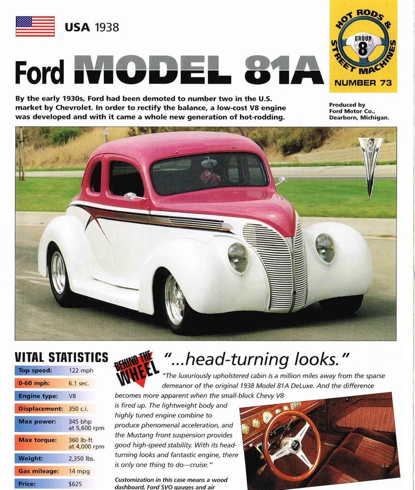 Ford Modelo 81A 1938 hoja de especificaciones personalizada/folleto Foto 3 de 4