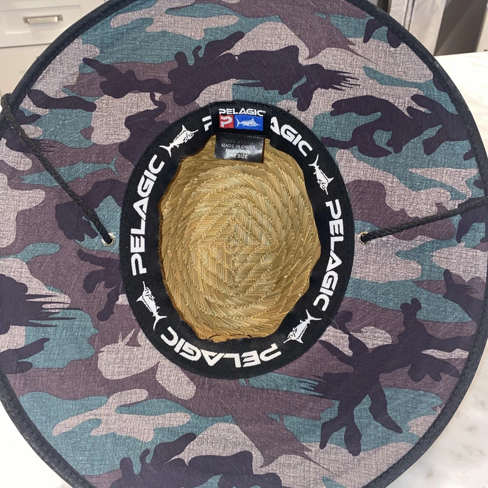 Sombrero de sol de paja pelágica camuflaje talla única correa para la barbilla Foto 3 de 4