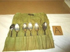 Antique Wm. Rogers Mfg. Co set of 6 IS teaspoons w/ A. Stowell of Boston bag