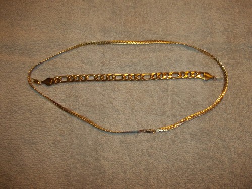 2PC Men's 18k Yellow Gold Filled 24" Necklace & 10" Bracelet Stamped 18K - 第 1/3 張圖片