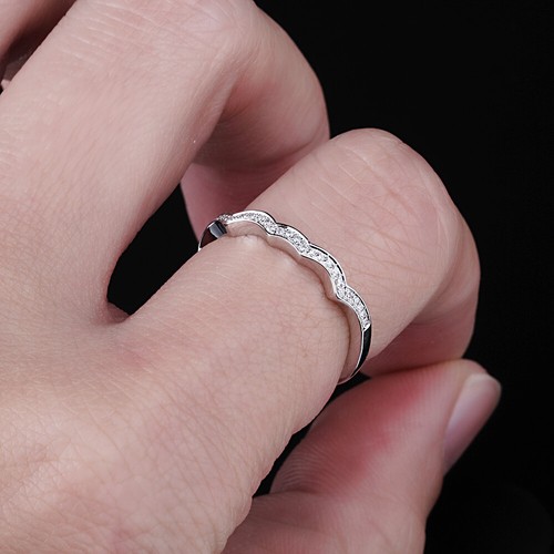 Shining Engagement Band 0.16ct Diamonds Si-si3/h Solid 10k White Gold Jewelry - Picture 5 of 6