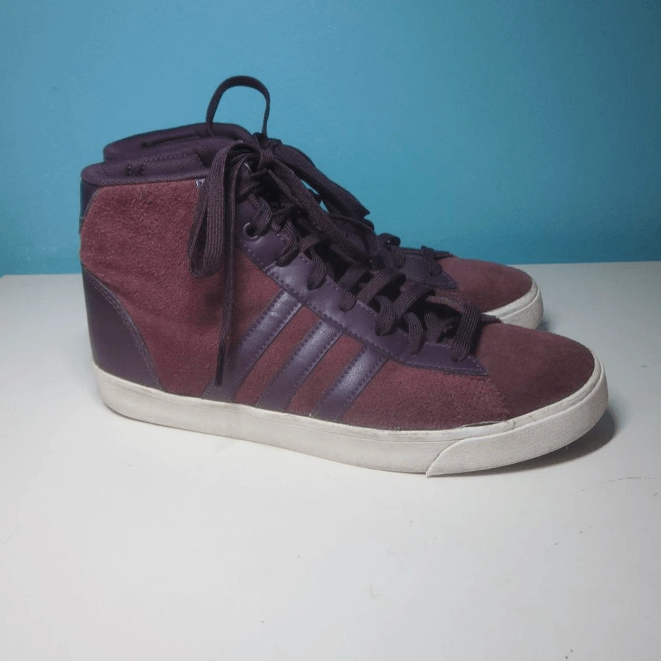 Adidas Neo Cloudfoam Zapatilla Alta Para Mujer 8.5 Cuero Borgoña Zapato con Cordones Foto 2 de 4