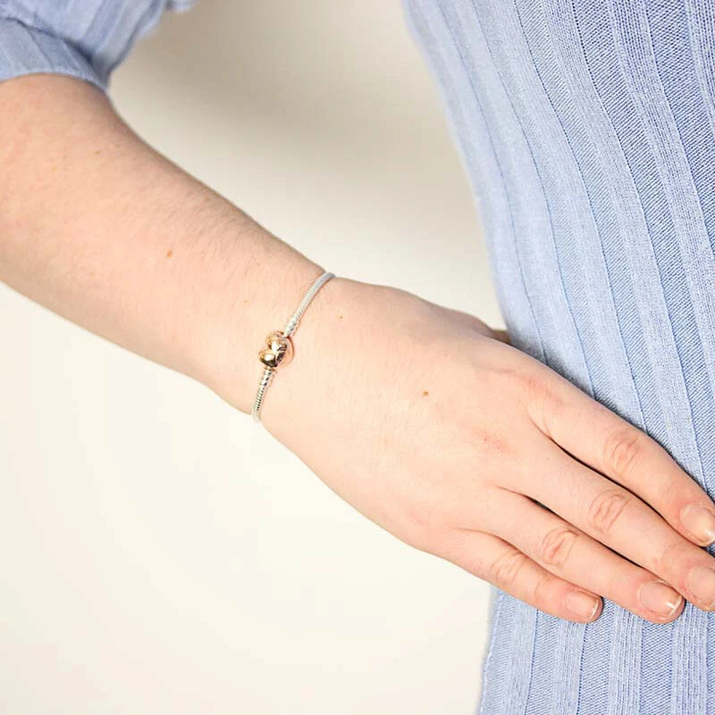 Silver Charm Bracelet with Pandora Rose Clasp