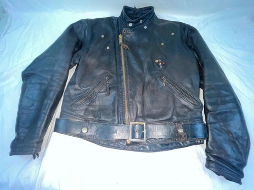 VTG 50S MEN 48 LANGLITZ GREEN LABEL DOUBLE RIDER LEATHER MOTORCYCLE BIKER JACKET - Picture 16 of 24