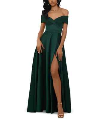 $279 XSCAPE Satin Gown, Hunter Green, Size- 14