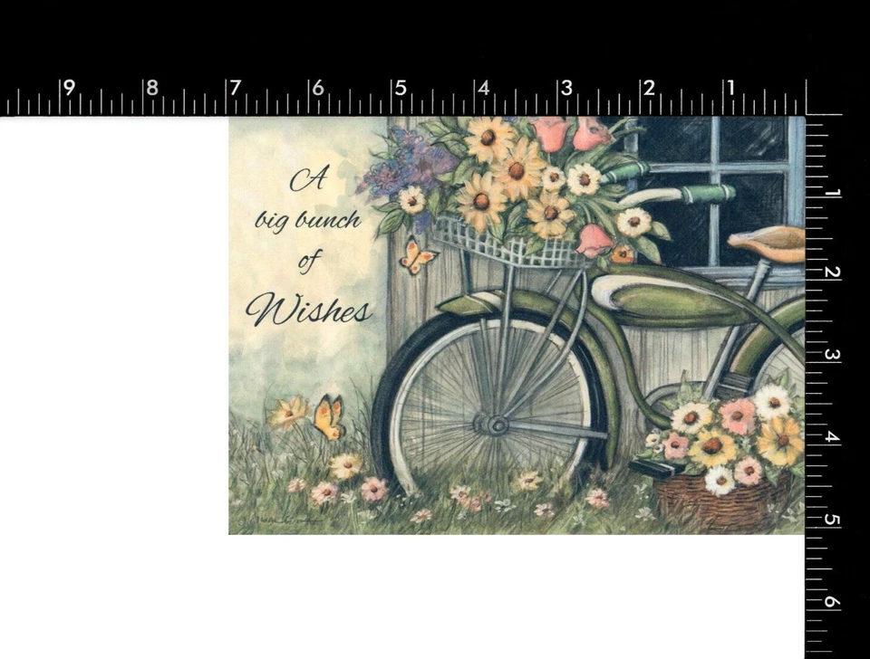 Cute GET WELL Card, Big Bunch of Wishes Bike Artist Susan Winget by Current® + ✉ - Image 4 of 4
