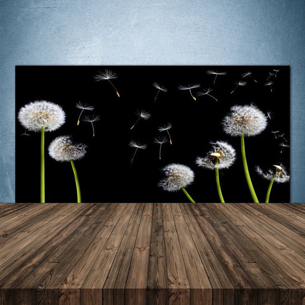 Crédence de cuisine en verre anti-taches 140x70 décor floral pissenlit