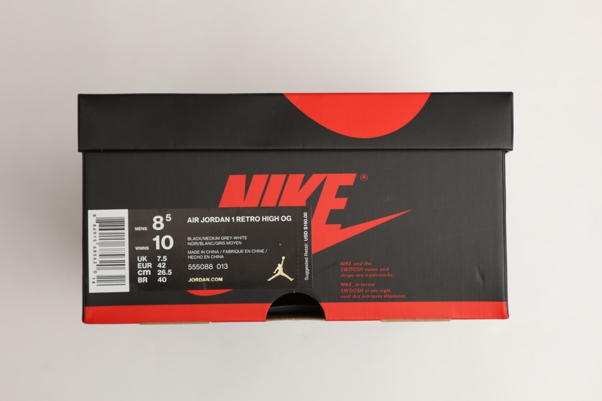 ナイキ エアジョーダン1 Jordan 1 Retro Shadow 2018 Size 8.5 Black Grey Mens Sneakers | eBay