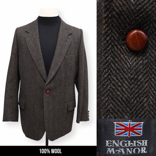 ENGLISH MANOR VINTAGE TWEED mens brown WOOL sport coat suit jacket blazer 42 R