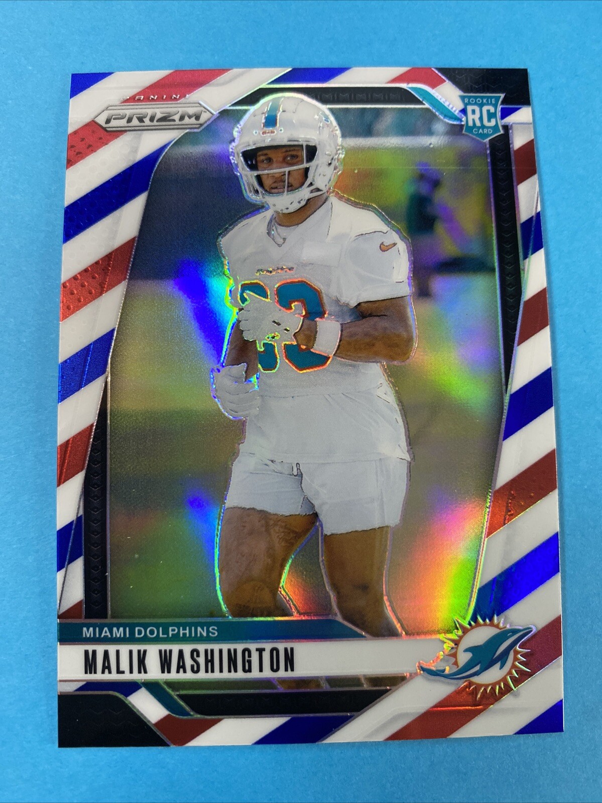 2024 Prizm Football Red White Blue Malik Washington #371 Miami Dolphins RC