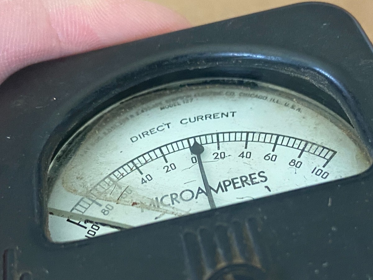 Vintage Simpson DC Microamperes Panel Meter Measures -100-0-100 uA