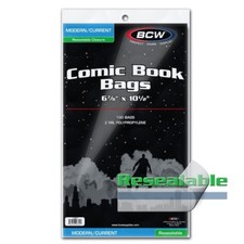 BCW Current Modern Comic Book Bags Resealable Protectors 2 Mil 100 Poly Holders