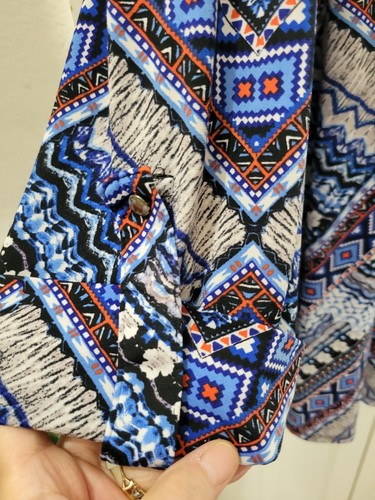 Cato Woman Top Stretch Blue Orange Aztec Print 3/4 Sleeve Plus Size 22/24W - Picture 8 of 13