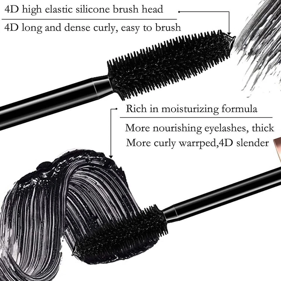 2 PK 4D Pure Silk Fiber Lash Mascara – Ultra Black Volume & Length Thick Lashes - Image 2 of 4